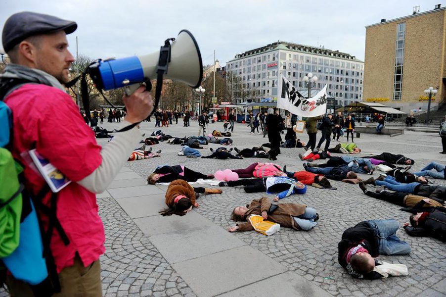 Jessica Gow/TT | En manifestation 2012 i Stockholm mot svensk vapenexport.