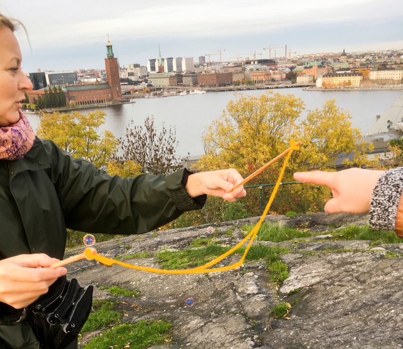 Så här ser triangeln ut som man blåser bubblorna genom