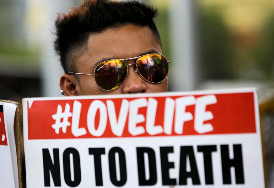 Aaron Favila/AP Photo/TT | Protest mot dödsstraff i Manilla, Filippinerna, 2017.