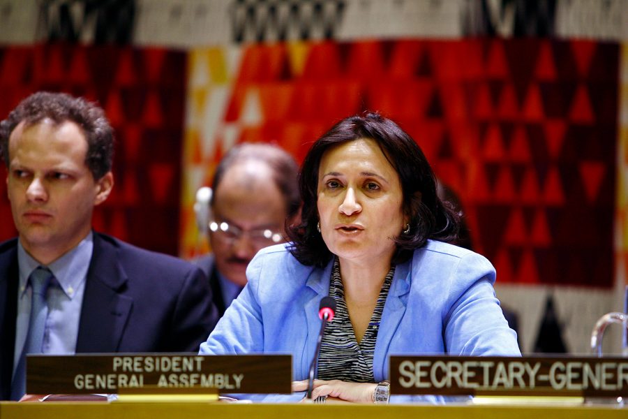 Mark Garten/UN Photo | Sheikha Haya Rashed Al-Khalifa var ordförande i FN:s generalförsamling 2006–2007.