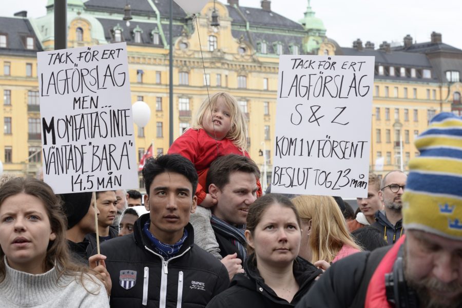 Anna Karolina Eriksson/TT | Manifestation för ensamkommande flyktingbarn och unga i Stockholm tidigare i år.