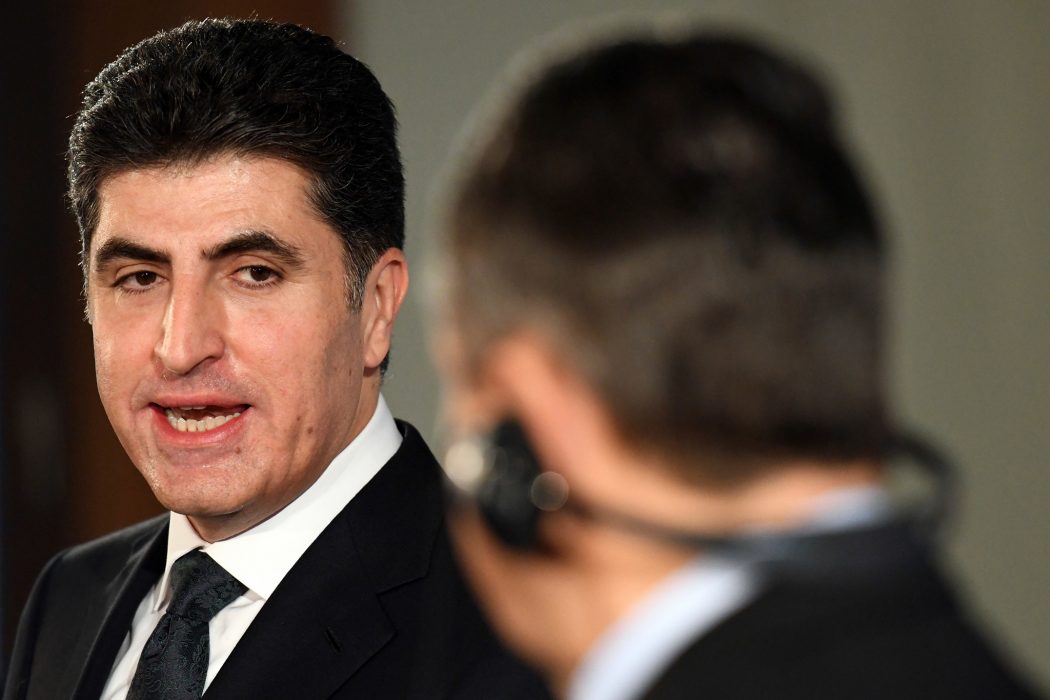 Maurizio Gambarini/AP/TT | Nechirvan Barzani vid en presskonferens med Tysklands dåvarande utrikesminister Sigmar Gabriel i Berlin.