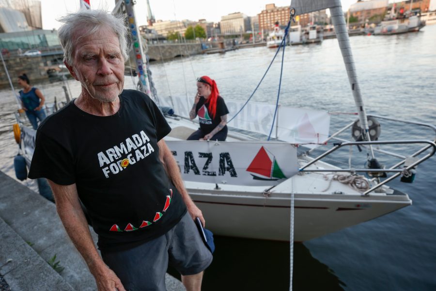 Fredrik Persson/TT | Jan Strömdahl, kapten på segelbåten "Palestine" och svensk deltagare i Ship to Gaza.