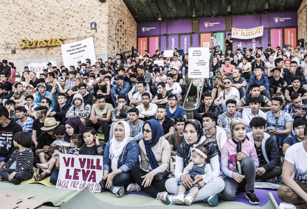 Lars Pehrson/SvD/TT | Manifestation på Medborgarplatsen för att stoppa utvisningarna till Afghanistan i augusti 2017.