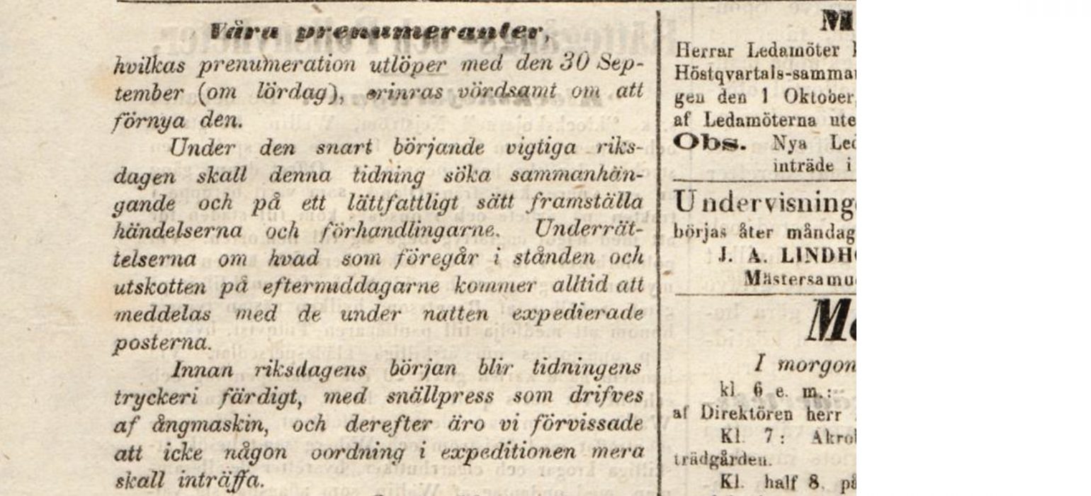 Ett 152 år gammalt löfte att lättfattligt rapportera om riksdagsarbetet.