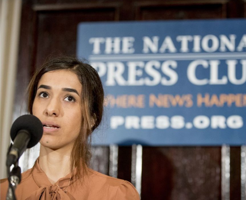 Andrew Harnik/AP/TT | Den största hjälten i den här berättelsen är yazidiska Nadia Murad, årets mottagare av Nobels fredspris.