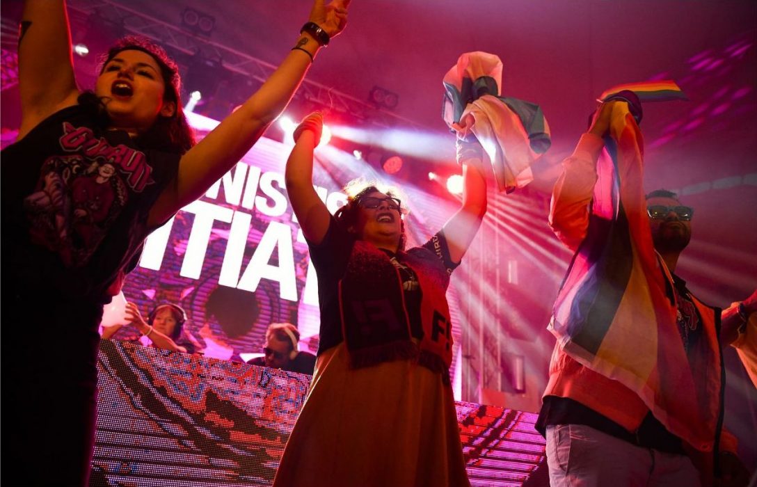 Vilhelm Stokstad/TT | Feministiskt initiativ i dj-tävling i Visby under sommarens Almedalsvecka.