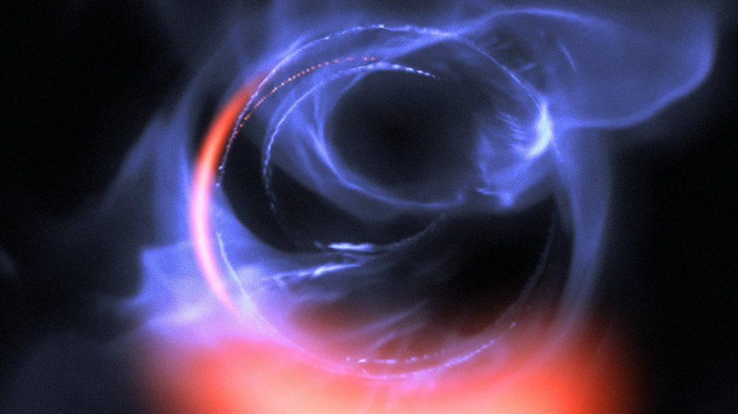 Illustration: ESO | Forskare har analyserat cirkulerande gas som är på väg att sugas in i det supertunga svarta hål som finns i Vintergatans mitt, något denna illustration försöker visualisera.