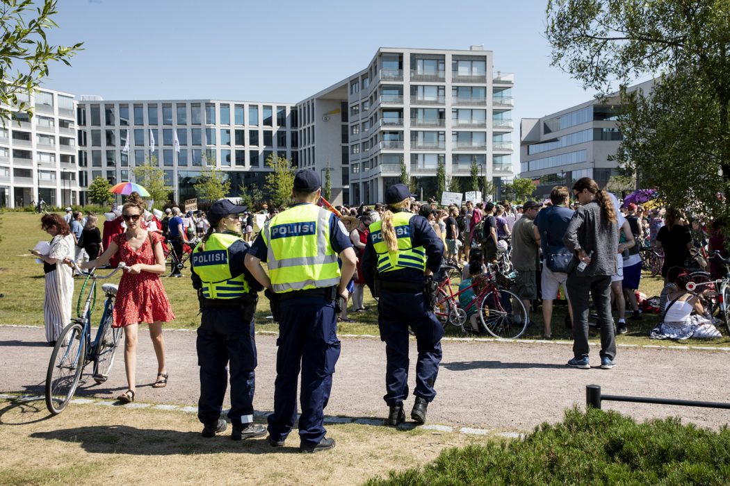 Demonstration i somras i Helsingfors under toppmötet mellan USA:s president Donald Trump och Rysslands president Vladimir Putin.
