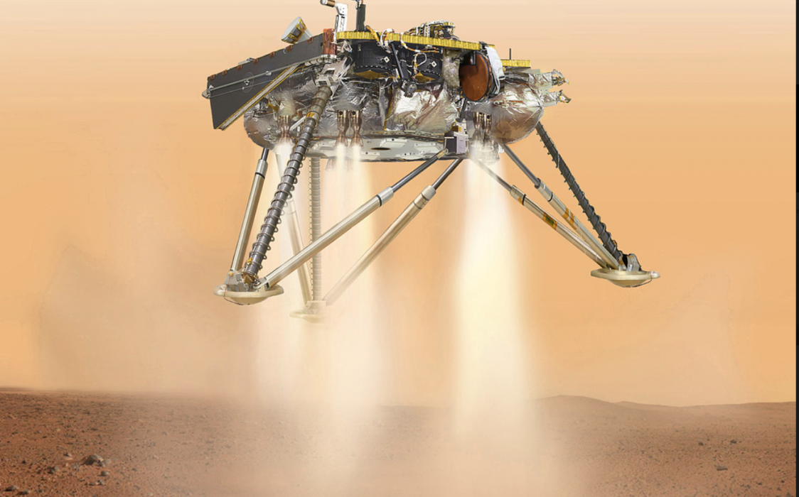 Illustration: Nasa/AP/TTEn illustration av Insight och landningen.
