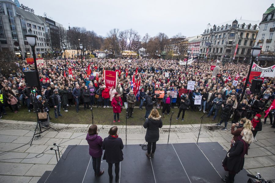 Demonstration i Oslo mot skärpt abortlagstiftning.