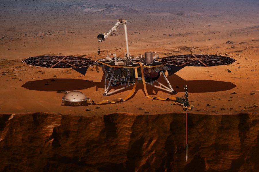 Nasa/AP/TT | En illustration från Nasa som visar hur Insight borrar sig ner i Mars yta.