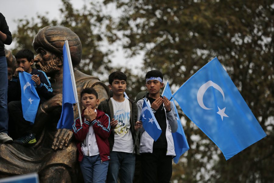 Lefteris Pitarakis/AP/TT | Uigurer i Turkiet protesterar mot behandlingen av folkgruppen i Kina.