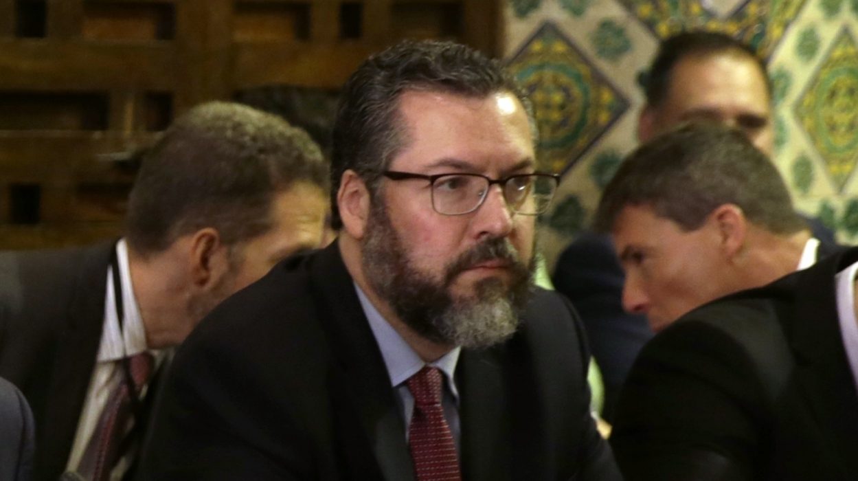 Brasiliens nytillträdde utrikesminister Ernesto Araújo vid ett möte i Peru förra veckan.