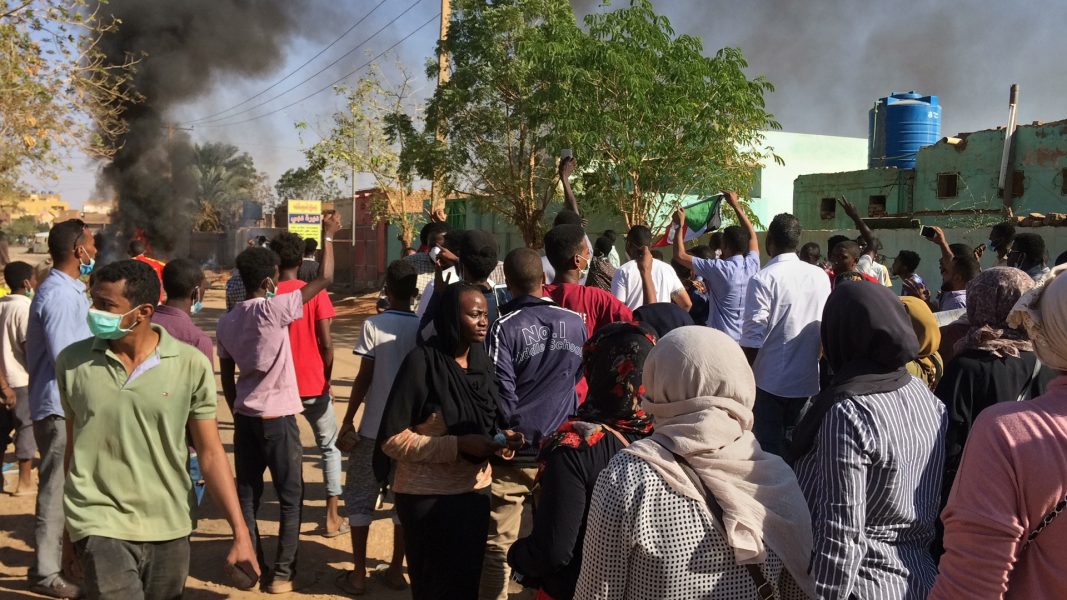Protester i Sudan mot regeringen i januari.