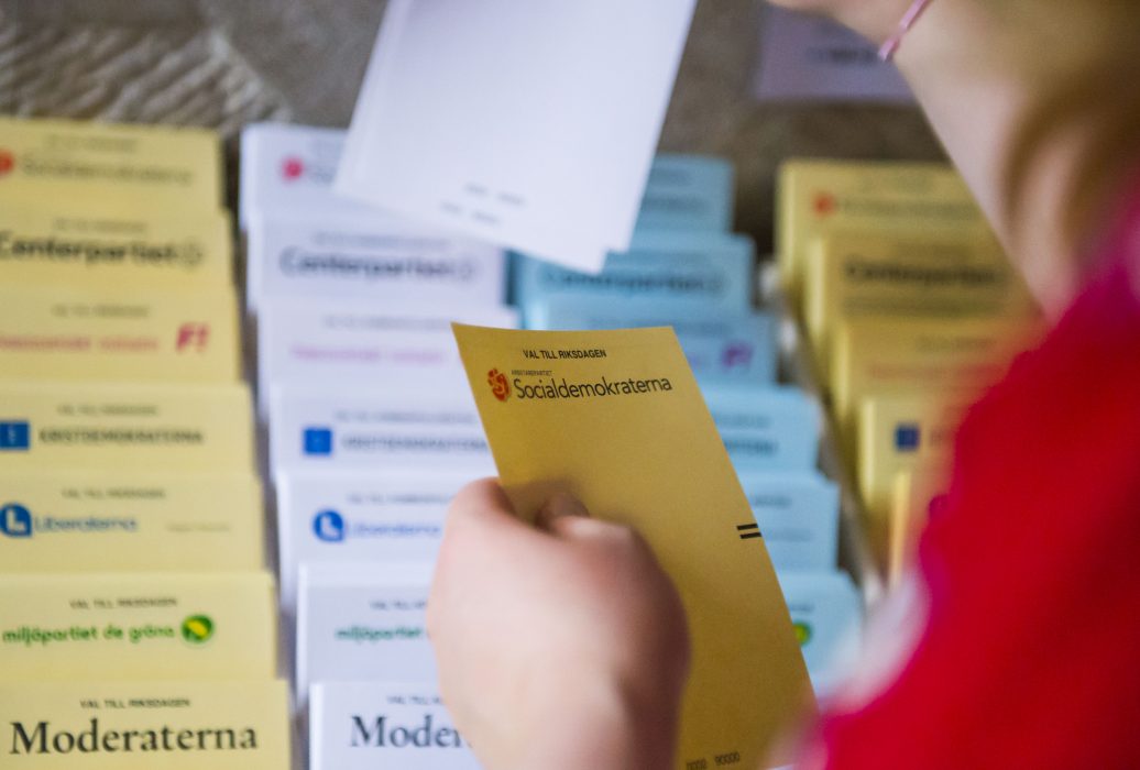 Valsedlar vid senaste riksdagsvalet.