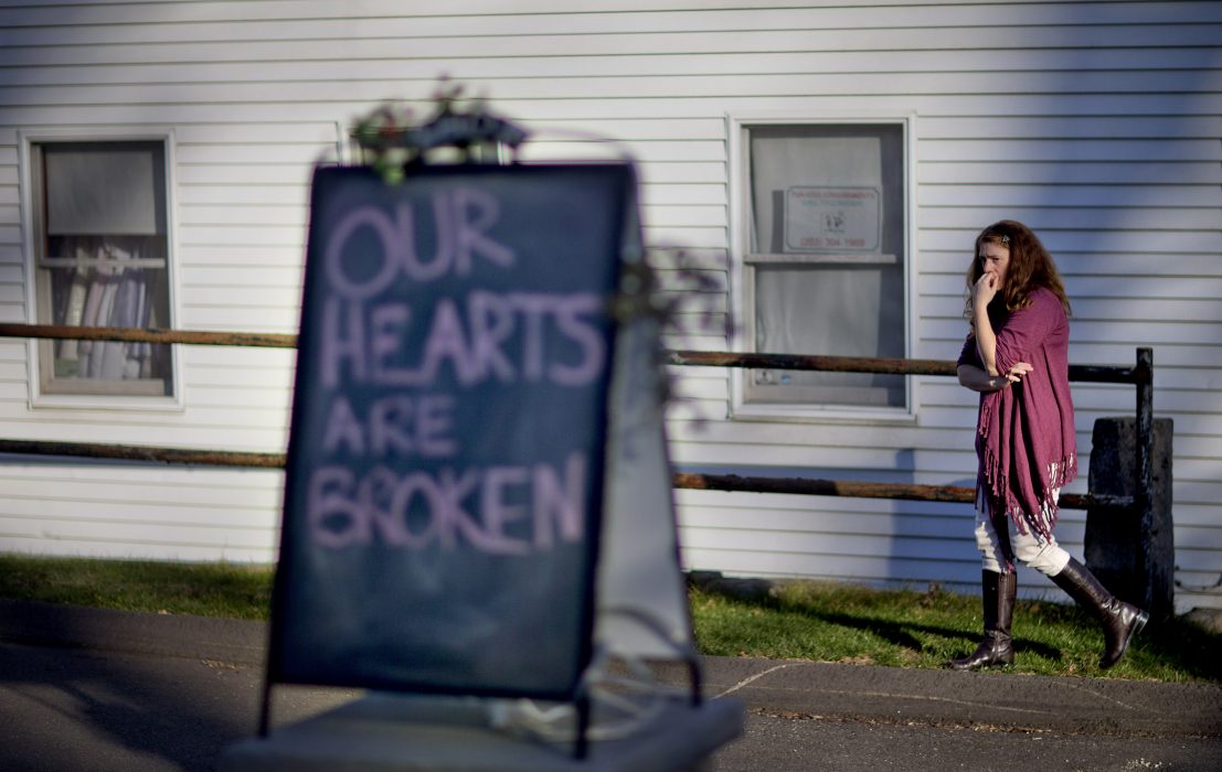 Sandy Hook-skolan efter massakern 2012.