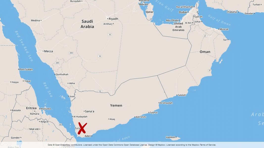 Karta över Jemen.