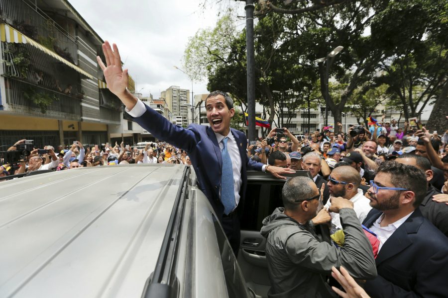 Juan Guaidó i Caracas på fredagen.