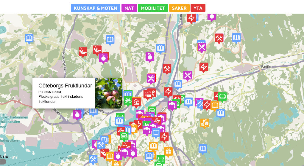 Smarta kartan, som visar delningsinitiativ och -verksamheter, i Göteborg används av hundra personer varje dag.