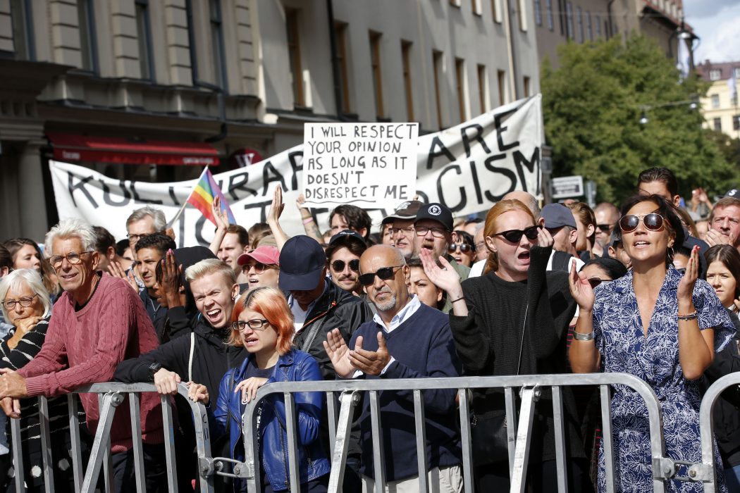 Motdemonstration mot NMR vid Kungsholms torg i Stockholm i fjol.