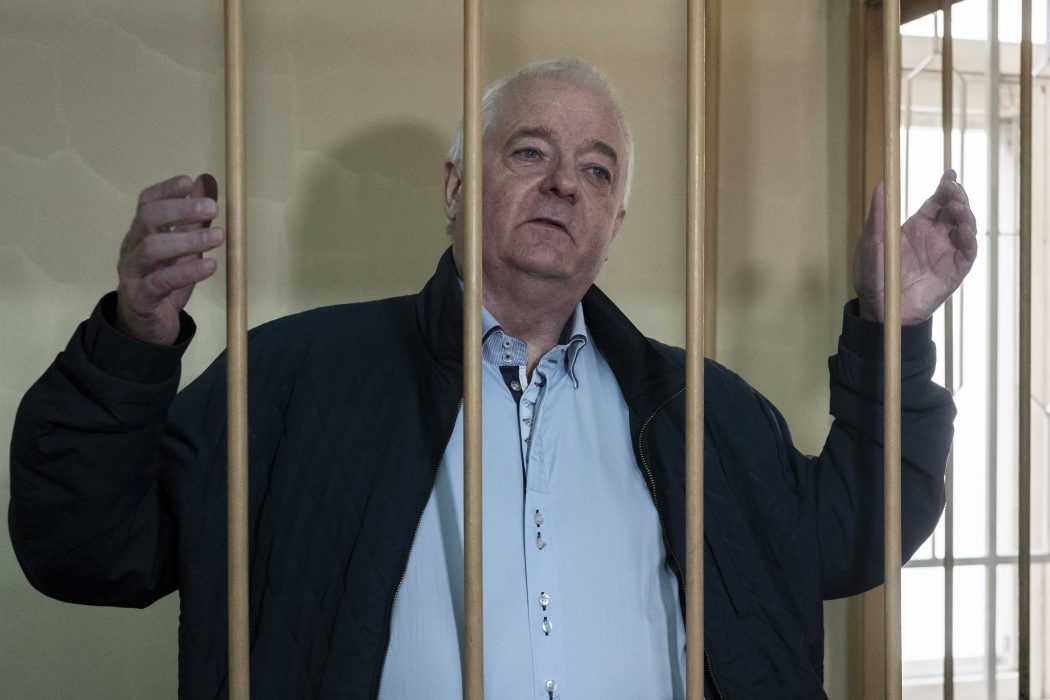 De spionanklagade norrmannen Frode Berg vid ett domstolsframträdande i höstas i Moskva.