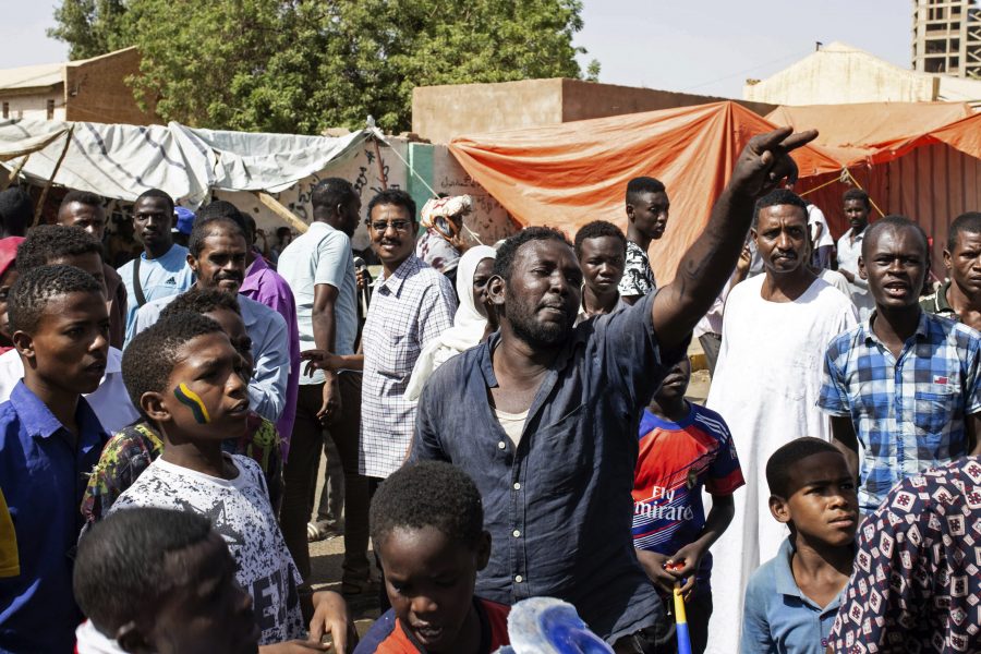 Demonstranter i Khartum i söndags.