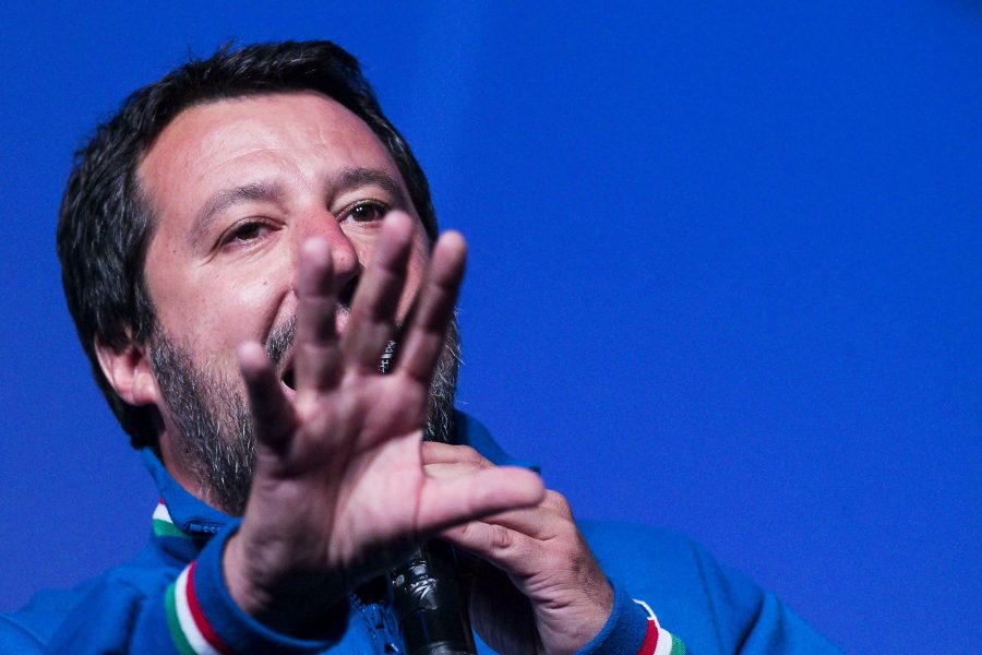 Högerpopulistiska La Legas ledare tillika Italiens vice premiärminister och inrikesminister Matteo Salvini.