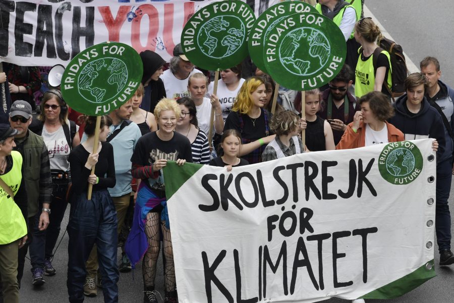 Greta Thunberg deltar i demonstrationen Global Strike for Future i Stockholm, två dagar innan EU-valet.