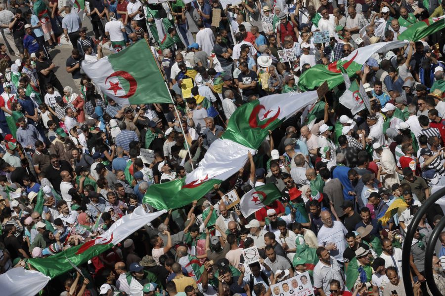 Regeringskritiska demonstranter i Algeriets huvudstad Alger den 14 juni.