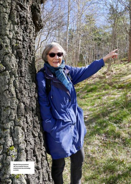 Birgitta Rang på platsen där hon hoppas hennes kollektivhus ska stå färdigt år 2020.