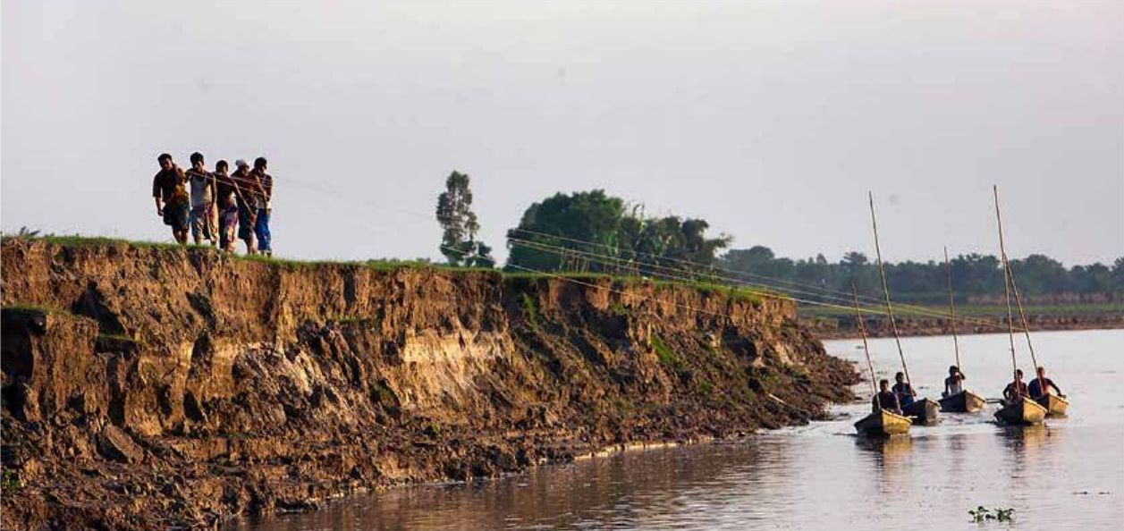 Flodstränder i Bangladesh som drabbats av erosion.