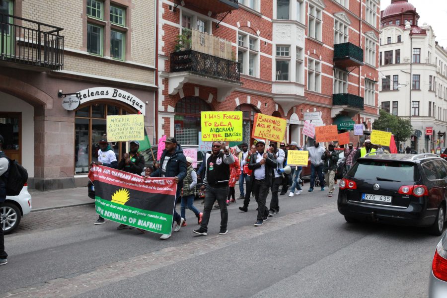 Demonstration för ett fritt Biafra i Malmö nyligen.