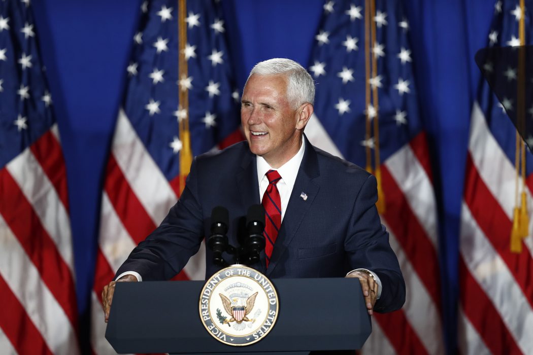 USA:s vicepresident Mike Pence under ett tal i tisdags.