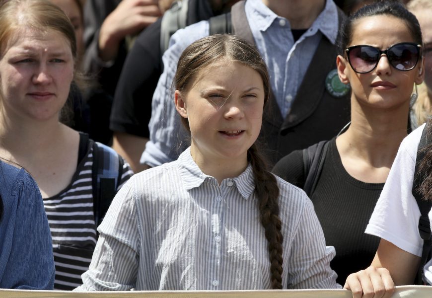 Greta Thunberg under en skolstrejk för klimatet i österrikiska Wien.