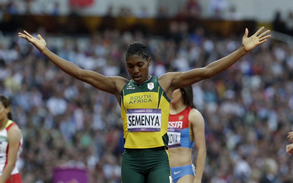 Sydafrikanska Caster Semenya efter vinsten i semifinalen i 800 meter under OS 2012.