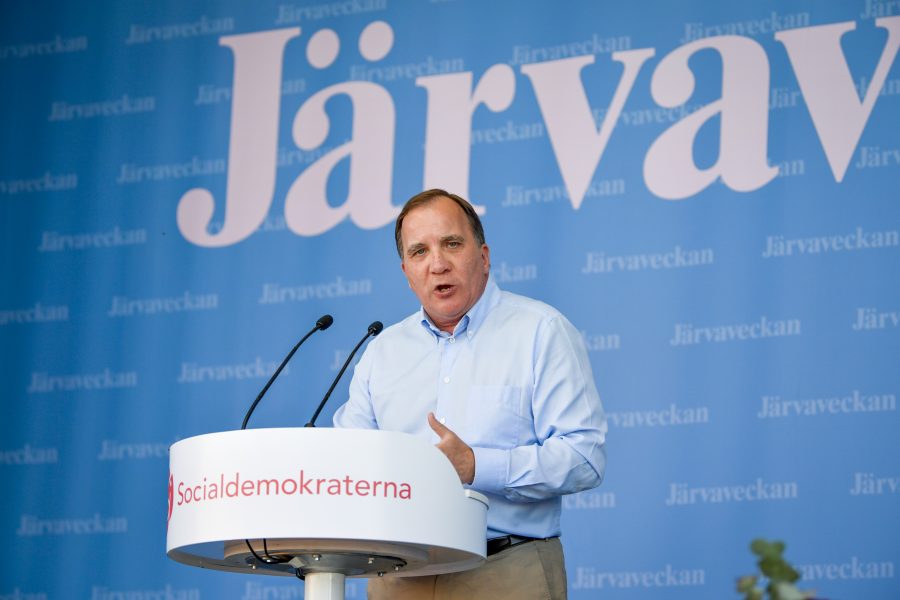 Statsminister Stefan Löfven (S) under sitt tal på Järvaveckan.