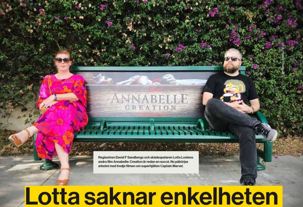 Regissören David F Sandbergs och skådespelaren Lotta Lostens andra film Annabelle: Creation är redan en succé.