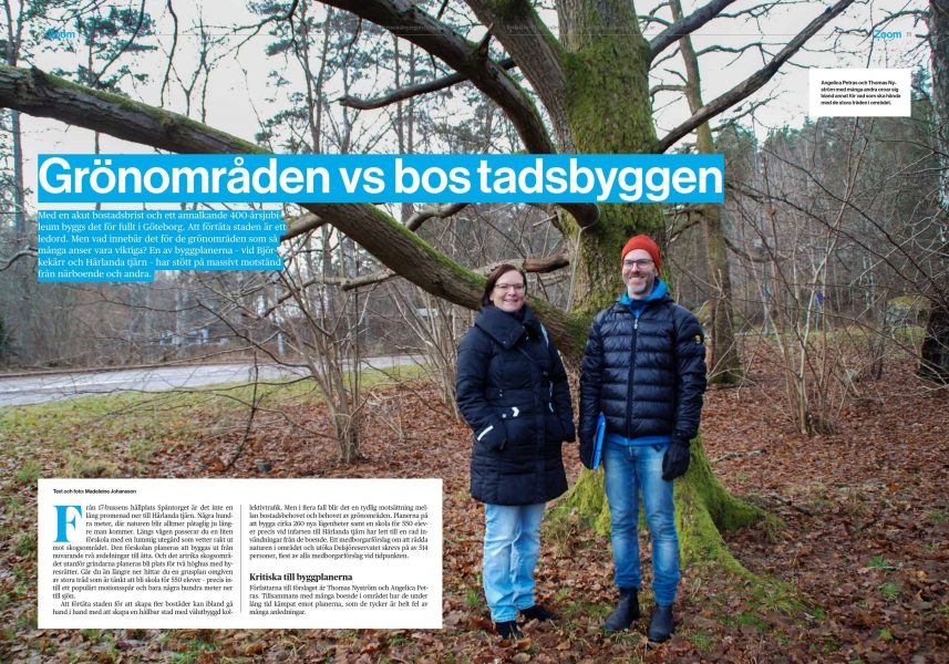 Angelica Petras och Thomas Nyström med många andra oroar sig bland annat för vad som ska hända med de stora träden i området.