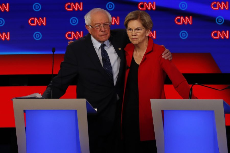 Bernie Sanders och Elizabeth Warren slåss båda om de vänsterinriktade demokratväljarnas stöd.
