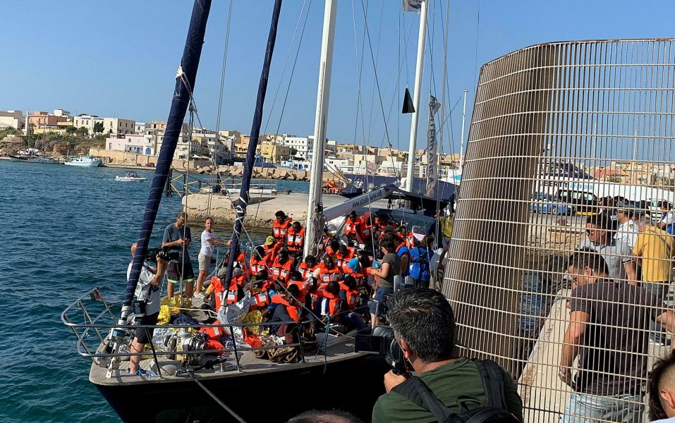 Fartyget Alex, den italienska NGO:n Mediterranea Saving Humans la till på Lampedusa den 6 juli.