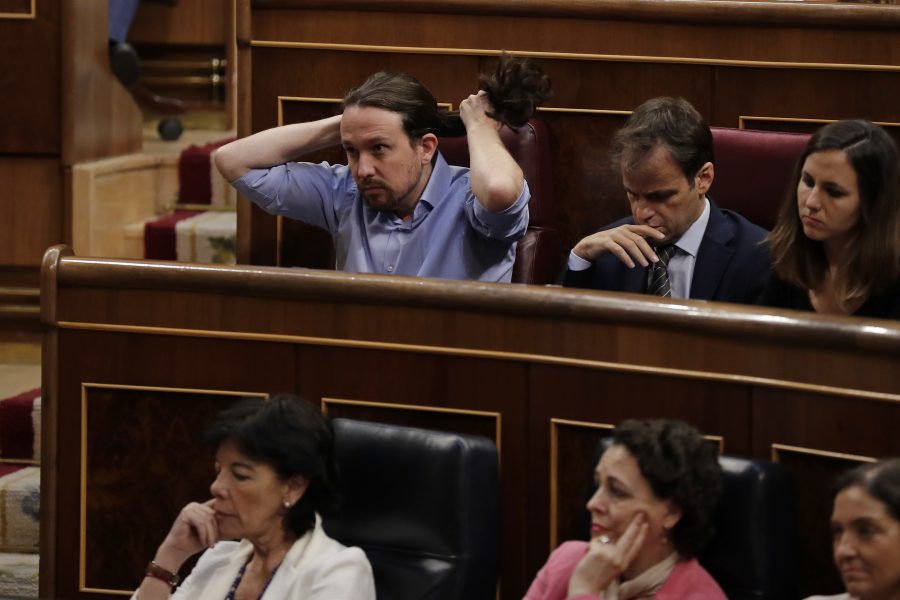 Vänsterpartiet Podemos ledare Pablo Iglesias hoppas att hans parti ska få mycket makt i en regering.