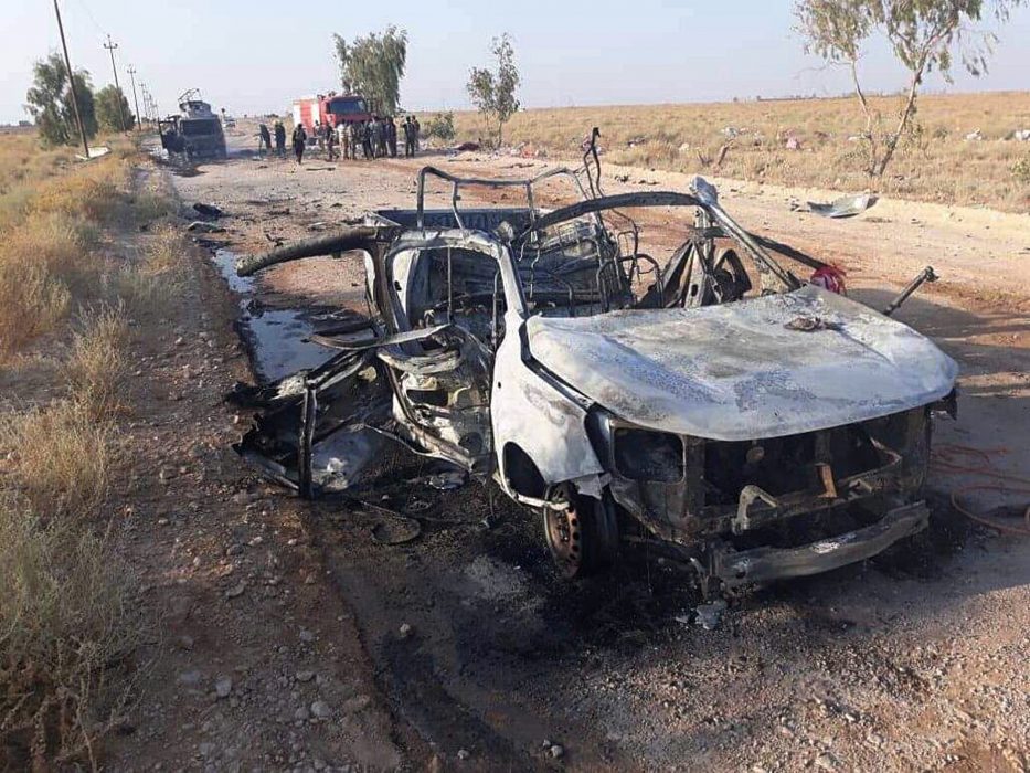 Bild från vad som sägs vara en drönarattack av Israel i Irak.