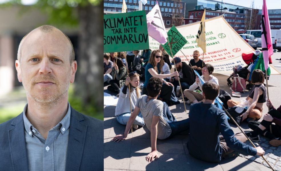 David Wiles, en av aktivisterna från Extinction Rebellion Skåne som arrangerar lördagens aktioner i Malmö.