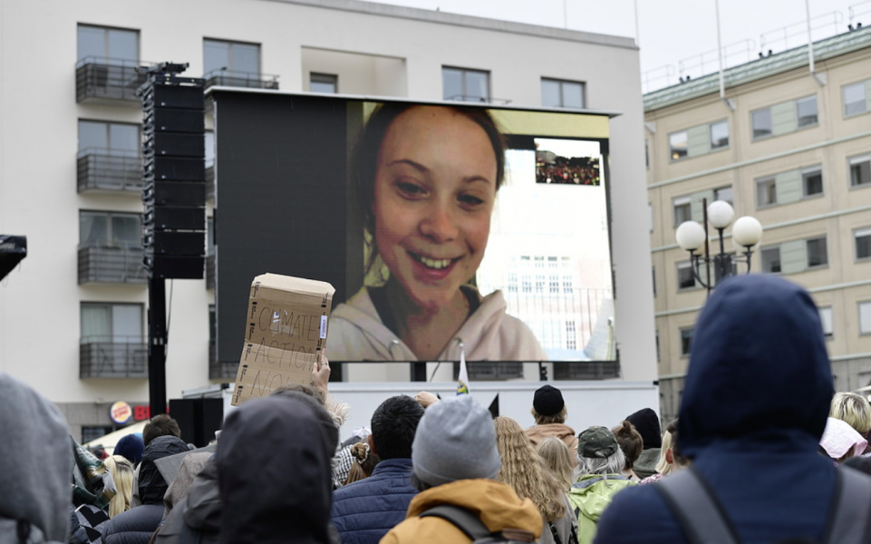 Greta Thunberg deltog förra fredagens skolstrejk för klimatet arrangerad av Fridays for future via videolänk från New York.