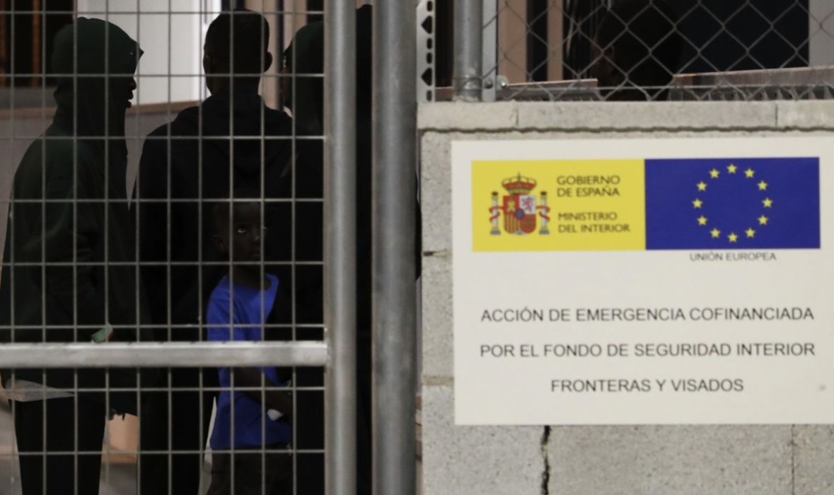 En anläggning för nyanlända migranter i Málaga, Spanien.
