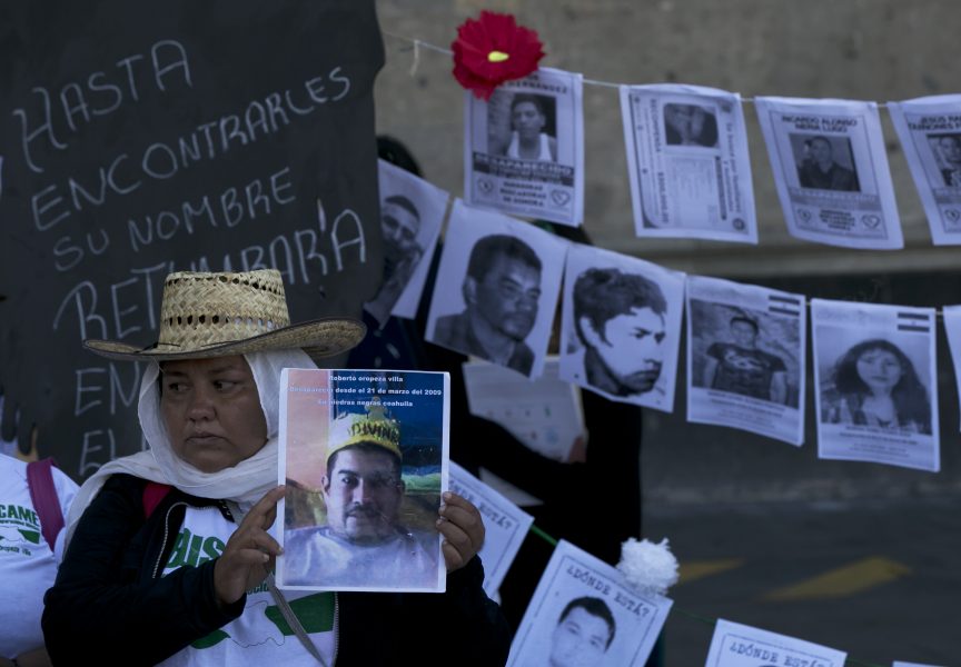 En manifestation i Mexico City för försvunna anhöriga.