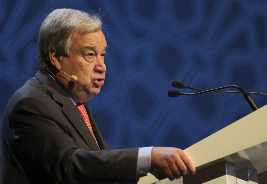 FN-chefen Antonio Guterres betonar samtidigt att världens befolkning inte är intresserade av ”halvmesyrer och tomma löften”.