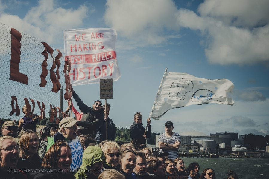 Tidigare demonstration mot fossilgasterminalen i Göteborg.