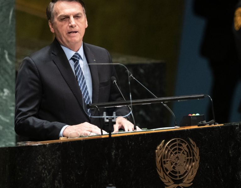 Foto: Mary Altaffer/AP/TTBrasiliens president Jair Bolsonaro talade inför FN:s generalförsamling på tisdagen.